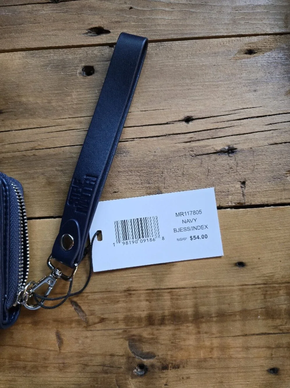 NWT Steve Madden BJess Black Debossed Placement Logo Zip Wristlet Wallet